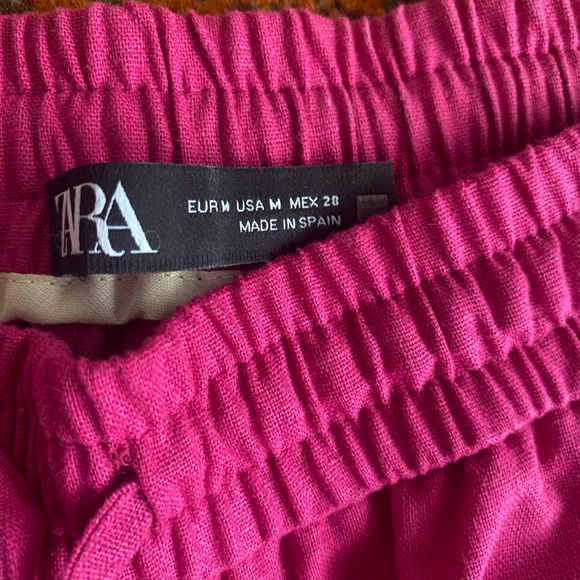 Zara Pink Linen Wide Leg Pants - Picture 2 of 5